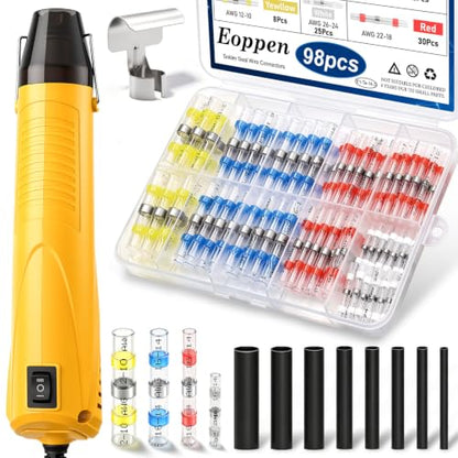 230Pcs Solder Seal Wire Connectors with Mini Heat Gun Kit, Solder Stick Wire Connectors & Heat Shrink Tubing Waterproof and Insulated Electrical Wire Terminals for Marine, Automotive - size: 230Pcs