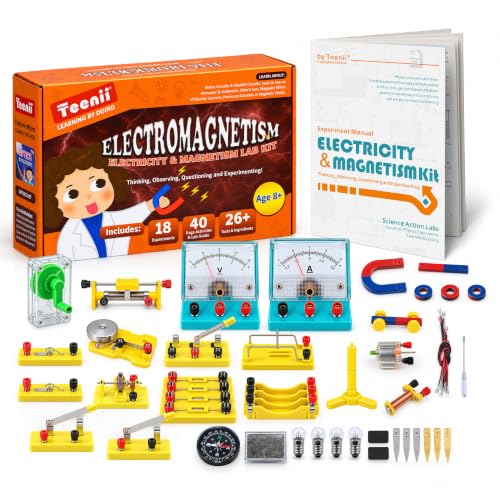 Teenii Electricity and Magnetism Kit for Kids, STEM Science Experiments with Electric Circuits, Educational Physics Toy, Science Discovery Game for Boys and Girls 8+, 50 Pieces