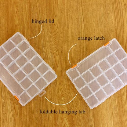 4 Pack Fixed 21 Grids Clear Plastic Storage Box - size: M