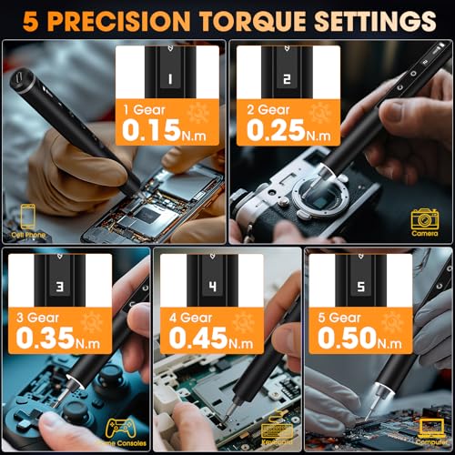 TanSon Mini Electric Screwdriver, Cordless Small Precision Screwdriver Set - color: Gray-50-in-1