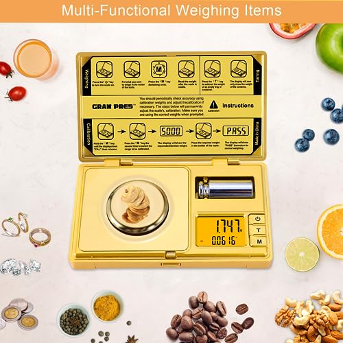 GRAM PRES High Precision Milligram Scale,Digital Mini Pocket Gram Scale - color: GOLD