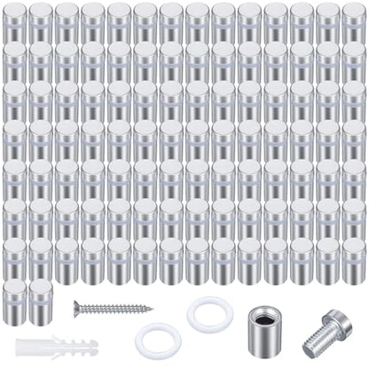 100PCS 1/2 x 3/4 Inch Stainless Steel Standoff Screws, Metal Standoff Pin Wall Sign Mounting Hardware for Hanging Picture Frame, Acrylic, Glass, Advertising Fixing Nail - color: 100pcs