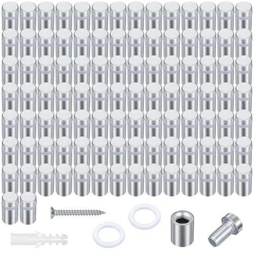 100PCS 1/2 x 3/4 Inch Stainless Steel Standoff Screws, Metal Standoff Pin Wall Sign Mounting Hardware for Hanging Picture Frame, Acrylic, Glass, Advertising Fixing Nail - color: 100pcs