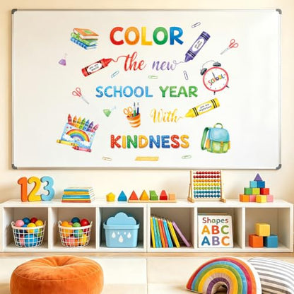 LHIUEM Inspirational Quote Wall Sticker Color Crayon Schoolbag Wall Decal - color: School Year