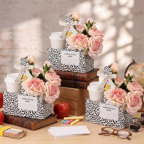 Reallnaive 12 Set Back to School Gifts 2 Cup Drink Carrier,Composition Book - style: Composition Book