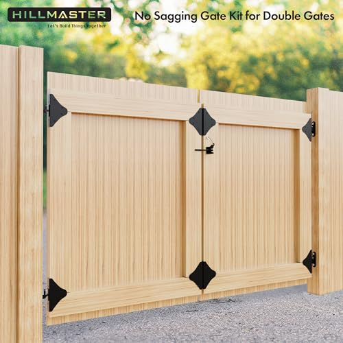 Anti Sag Gate Frame Kit Fence Gate Kit Heavy Duty 90 Degree Right Angle Gate Hinges,Gate Hardware Kit with Gate Latch for Wooden Fences,Gate Corner Brace Bracket for Driveway Gates,Shed Door,Deck Gate