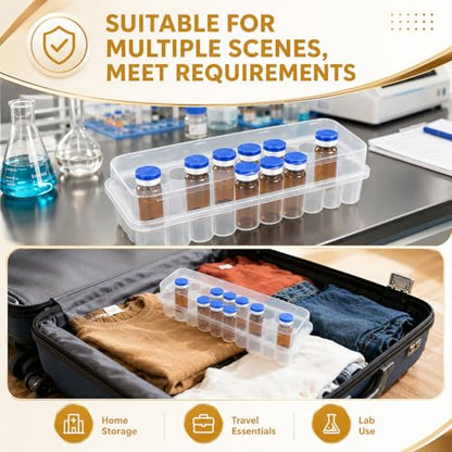 Vial Holder for Fridge, Space-Saving Stackable Peptide & Insulin Storage Case for 1-3ml Vials, for Fridge Diabetic Storage Organizer Fit (24-Slot 2Pcs) - size: 24-Slot 2Pcs