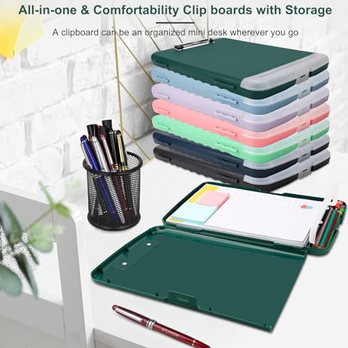 Clipboard with Storage, A4 Binder Nursing Clipboards with Pen Holder, Heavy Duty Storage Clipboards with Low Profile Clip, Clipboard Folder Side-Opening, Smooth Writing Clip Board (Emerald) - color: Emerald
