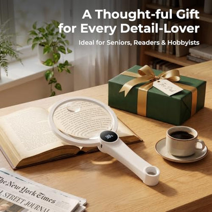 Large Magnifying Glass, 10X 20X 45X Handheld Lighted Magnifying Glass - color: White