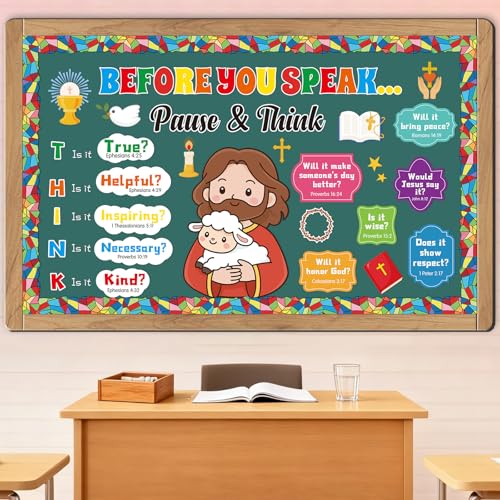 Christian Bulletin Board Decorations Set Religious Classroom Decor - color: Growth Mindset