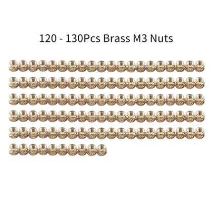 3D Printer Smoothing Soldering Iron Kits: 1Pcs High Temp Soldering Iron - 1Pcs Connector - 6Pcs Brass Soldering Iron Tip M2 M3 M4 M5 M6 M8-120Pcs M3 Hot Melt Insert Nut Bczamd - color: Heat Insert Set