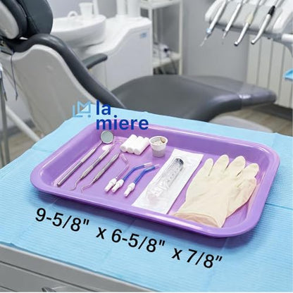 LA MIERE Pastel Lilac Dental Plastic Trays Autoclavable Procedure Flat Trays for Instrument, 13.25" X 9.75", Size F, Pastel Lilac - color: Pastel Lilac