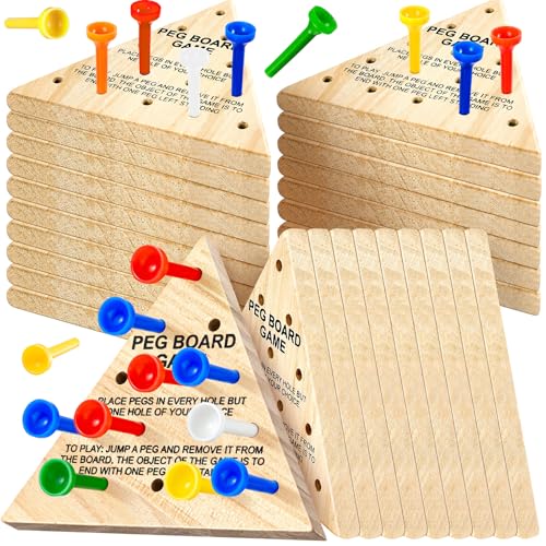 Zhanmai 50 Sets Wooden Triangle Peg Travel Game, Multi-Color Peg - color: Multi-color Peg