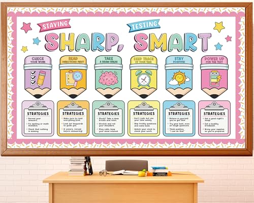 Testing Bulletin Board Set Test Strategy Classroom Decorations Growth Mindset Testing Quote Posters Paper Cutouts Inspirational for Back to School Classroom Chalkboard Wall Door Decor - style: Test Strategy