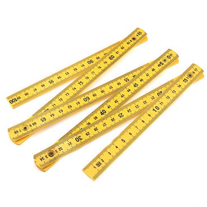 Quluxe Folding Ruler Measuring Stick Foldable 1M Metric Ruler-Metric Only - size: 1m (Metric only, yellow)