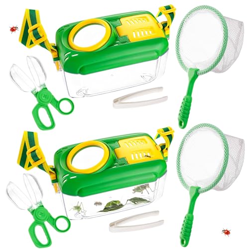 Biggun 2 Set Bug Catcher for Kids Ages 3-10 Explorer Toys Birthday Gift - color: Green
