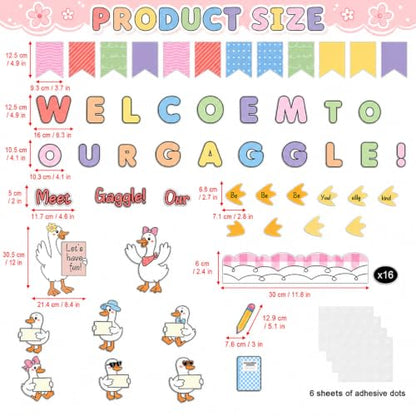 Silly Goose Bulletin Board Decorations Welcome Back to School Cute Goose Notebook Paper Cutouts Welcome to Our Gaggle Classroom Decor Supplies for Home School Classroom Chalkboard Wall Door Decor - style: Goose