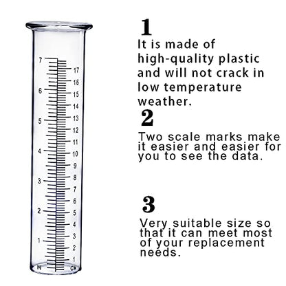 BIUWING Plastic rain Gauge Replacement Tube, 7'' Capacity rain gauges Tubes for Yard Garden Outdoor Home, Best Rated, No Frost Freeze Crack, Not Fragile (2 pcs) - color: 2 Pcs Plastic Rain Gauge Replacement Tube