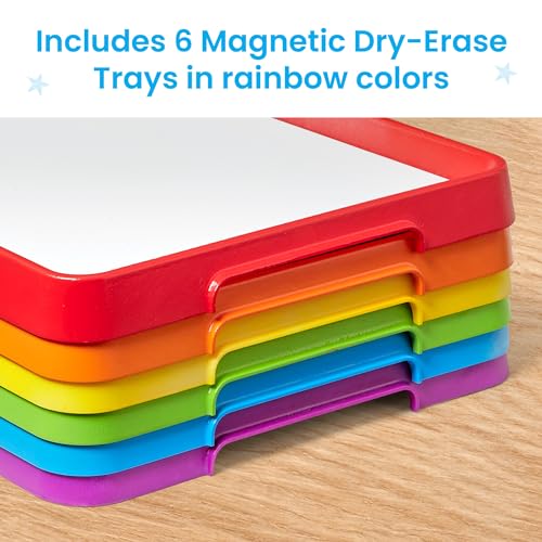 hand2mind Magnetic Dry Erase Activity Trays (Set of 6), Ages 3+ - style: Rainbow 6 Pack