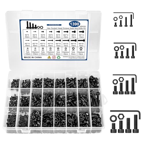 1390PCS 16 Sizes M2 M3 M4 M5 Metric Screw Assortment - size: M2-M3-M4-M5-1390PCS