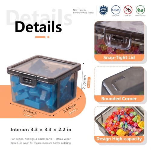 10 Pack Black Bead Organizer Box, Deep Small Stackable Snap-Lid Case - size: Black Square Small - 10 Pack
