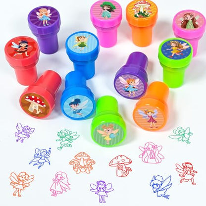 Cinrobiye 24 Pcs Fairy Stampers for Kids, Pre-Inked Fairy Party Favors, Birthday Goodie Bag Fillers, Classroom Rewards, Treasure Box Prizes, Pinata Fillers, Carnival Toys - color: Fairy