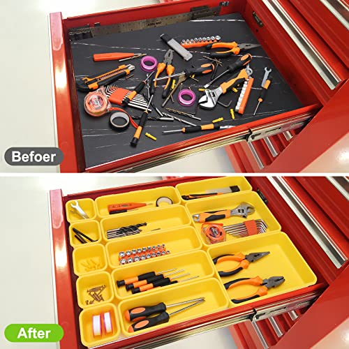 42 Pack Tool Box Organizer Tool Tray Dividers, Rolling Tool Chest Cart Cabinet Workbench Desk Drawer Organization and Storage for Hardware, Parts, Screws, Nuts, Small Tools Organization(Yellow) - color: Yellow