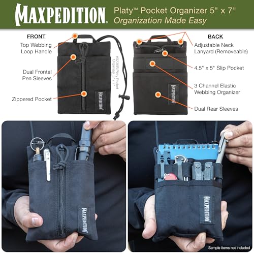 Maxpedition Platy Pocket Organizer, EDC Tool Pouch, Neck Wallet - color: Black, size: 5" x 7"