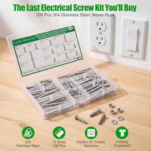 108 Pcs #8-32 Phillips Pan Head Machine Screws Kit, 304 SS - size: SS 108Pcs #8-32（1/4" to 2" ） Pan
