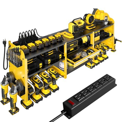 KSVO Large Power Tool Organizer Wall Mount with Locking Drawers, Yellow - color: Yellow