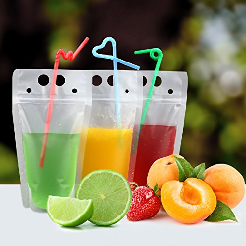 100 Pcs Drink Pouches with 100 Straw Holes - color: 100pcs Drink Pouches
