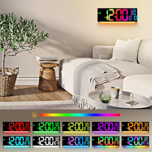 16.5" Large Digital Wall Clock RGB LED Display for Classroom with Remote