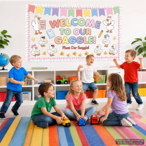 Silly Goose Bulletin Board Decorations Welcome Back to School Cute Goose Notebook Paper Cutouts Welcome to Our Gaggle Classroom Decor Supplies for Home School Classroom Chalkboard Wall Door Decor - style: Goose