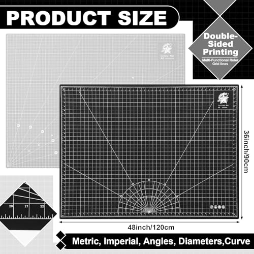 Pangda 1 Pcs 36 x 48 in Large Self Healing Cutting Mat for Sewing, Black - color: Black, size: 48"L x 36"W