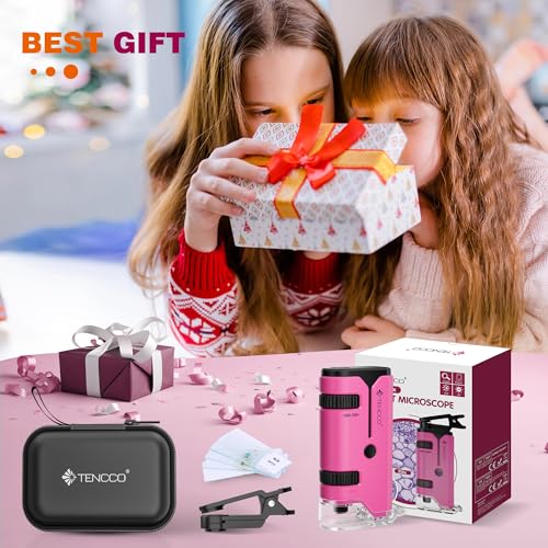 100x-250x Pocket Microscope for Kids Adults, Protable Handheld Miniscope, Mini Microscope Kit for Kids Adults Home School Lab Biology Science Education, Pink - color: Pink