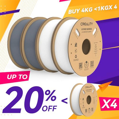 Creality Hyper PLA Filament 1.75mm, 30-600mm/s High Speed 3D Printer Filament, Dimensional Accuracy +/-0.02mm, Fit Most FDM 3D Printers, 4 Pack 1kg Spool(2.2lbs), White & Grey - color: White & Grey