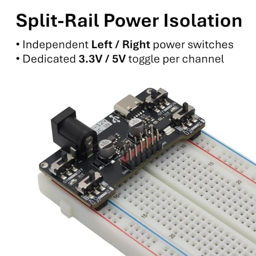 2-Pack Breadboard Power Supply Module, 2-Channel 3.3V 5V Switchable - color: V1.0