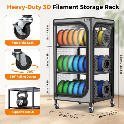 Orionix 3-Tier Heavy-Duty 3D Printer Filament Storage Holds 36 Spools 1kg - color: D-3 Tier (36rolls)