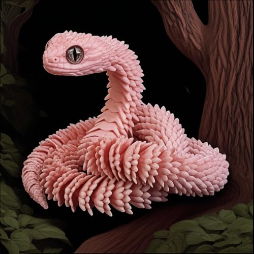 3D Printed Animals Set 3D Printed Snake Toys 3D Printed Articulated Flexible Fidget Toy 3D Printed Animals Exquisite Cute Pet Toy Children/Adults Fidget Toys (Pink, 23.6) - color: Pink, size: 23.6