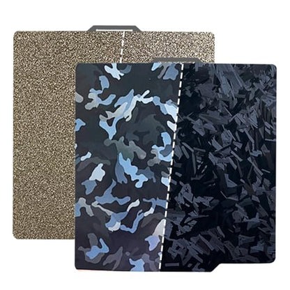 2pcs with 3 Patterns Smooth Camouflage+High Rise Build Plate and Textured PEI Sheet 257x257mm, Double Sided Flexible 3D Printer Platform for Bambu Lab X2D/A1/X1/X1C/X1E/P1P/P1S 3D Printers - color: GLMC&PEI(2PC)