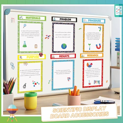 94 Pcs Science Fair Board Supplies 60 Trim Scalloped Bulletin Borders 24 Presentation Subtitles 2 Project Titles 6 Letter Stickers 2 Stickers for Classroom Display Boards(Scientific Lab) - style: Scientific Lab
