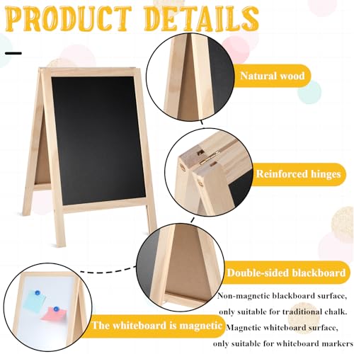 2 Pcs Chalkboard Easel, with 2 Erasers, 15.7x9.8 in Tabletop Stand Chalkboards, Double-Sided (1 Black+1 White) A Frame Chalkboard Sign, Tabletop Menu Wooden Board, for Kitchen, Restaurant, Home Dec - color: Black+white