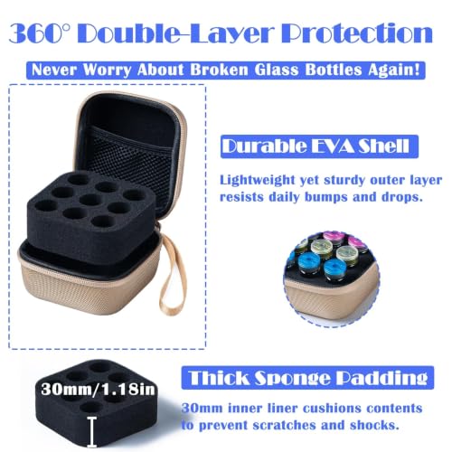 Insulin Fridge Holder Storage Case Insulin Vial Protector Holder peptide Storage case Fridge Fits Standard 1-10ml - color: Gold-9 Slots