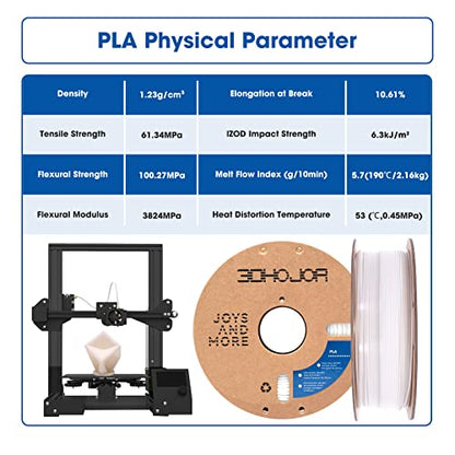 3DHoJor PLA Filament 1.75mm 3D Printing Filament PLA Lite 1kg Cardboard Spool (2.2lbs), Fit Most FDM 3D Printer,Dimensional Accuracy +/- 0.03 mm,Vacuum Packaging-Natural - color: Natural White