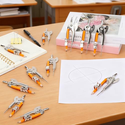 SAYAYA 64 Pieces Compass for Geometry with Pencil, Metal Geometry Drawing Tool Compass for Math Student Classroom School Office Woodworking Art Drawing - color: 64 Pack