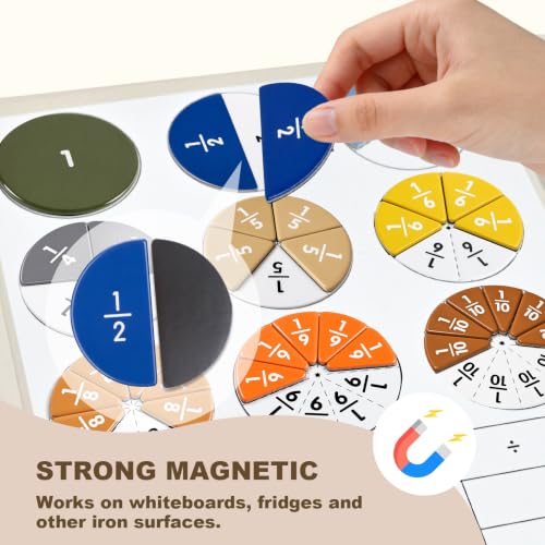 Magnetic Fraction Book, Montessori Fraction Math Manipulatives for Kids - size: 8.8 × 21.9 in