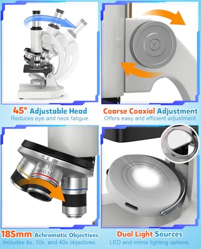 2000X Microscope for Kids Adults Beginner: Compound Monocular Microscope