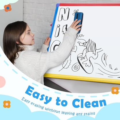 SWANCROWN Magnetic Board for Kids - Tabletop White Board for Children- 24x18 Inch Double Sided Foldable Dry Erase Board Standing with 82Pcs Alphabet Magnets Whiteboard Letters - color: ‎tabletop Whiteboard