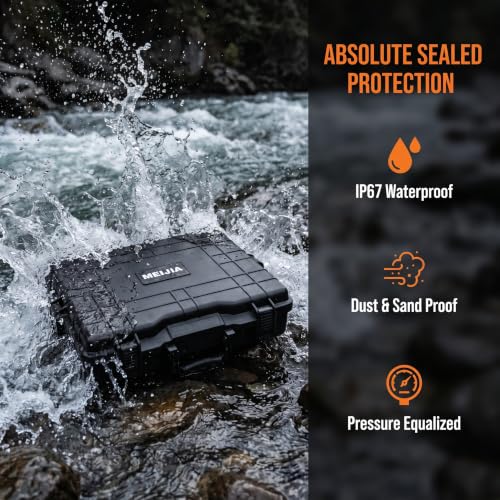 MEIJIA Waterproof Hard Camera Case,Hard Laptop Case,Hard Case with Customized Fit Foam Included, Elegant Black,Fit for computers,camera,lens(Black, 21.62"X17.25"X4.87") - size: 21.62" x 17.25" x 4.87"