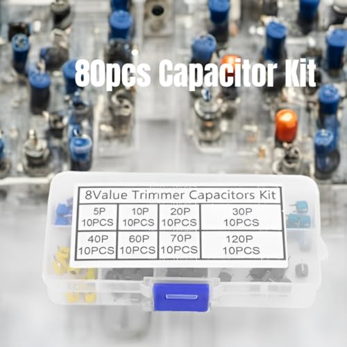 Trimmer Variable Capacitance Capacitor Kit - 80pcs 6mm Trimmer Capacitors (5/10/20/30/40/60/70/120P)